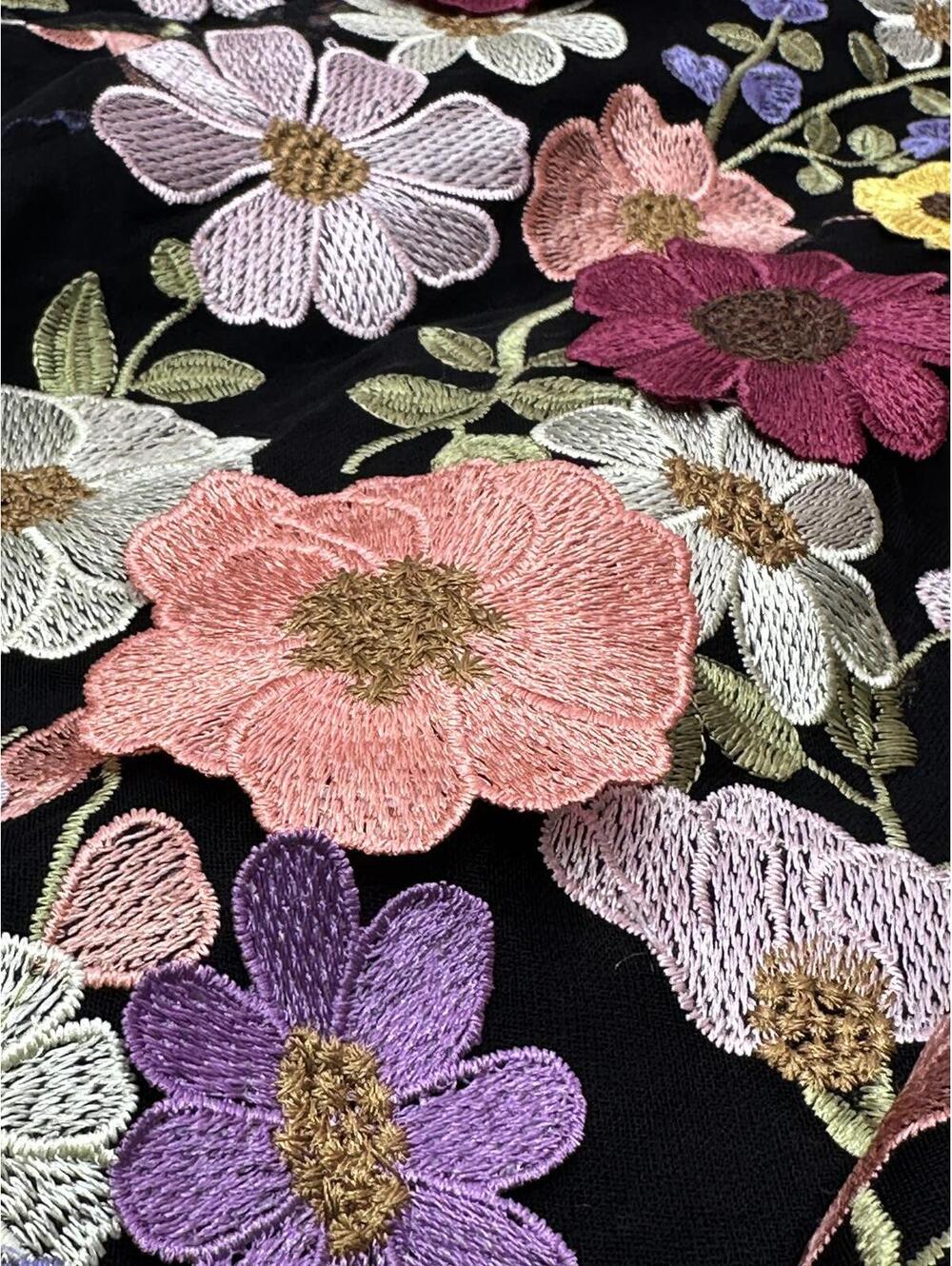 Womens Sz M Jessakae Jubilee 3D Flower Applique on Black Dress Fairycore Garden - Picture 10 of 12